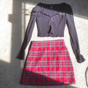 John Galt plaid mini skirt size 0